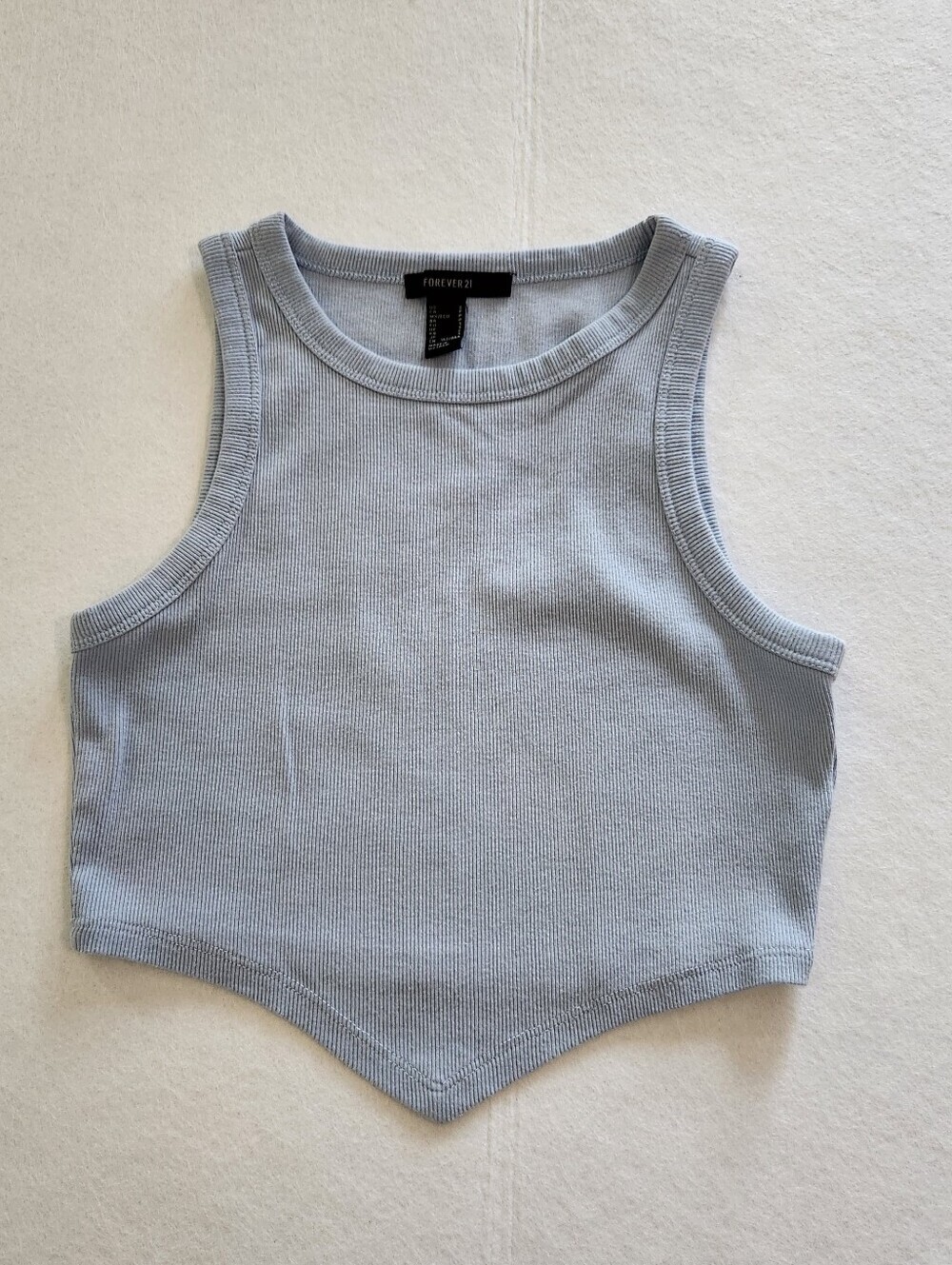 Forever 21 Pale Blue Ribbed Crop Tank Top Size Small